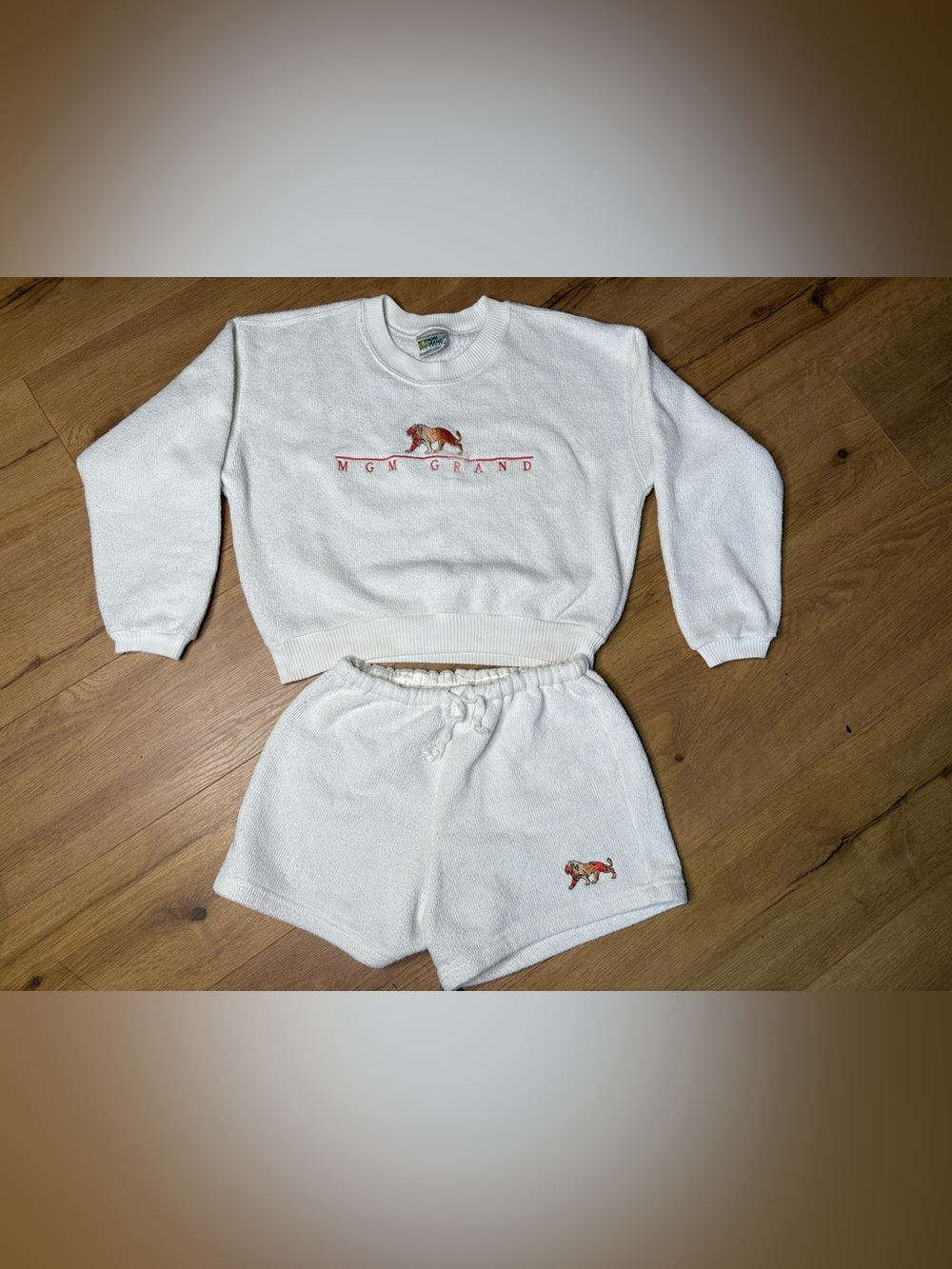 Vintage MGM Grand Terry Cloth Sweatshirt and Shorts Set